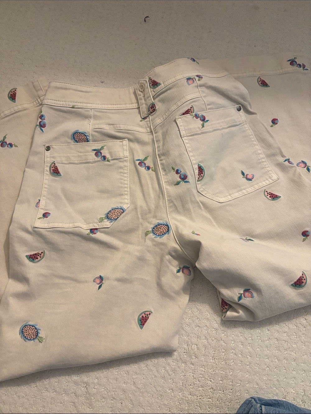 Maeve Colette Crop Jeans with Embroidered Fruit Motif